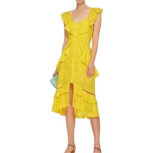 Alice McCall Yellow Eyelet Ruffle Midi Dress